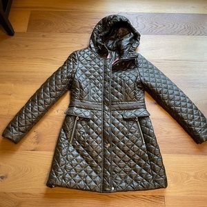Kate Spade Hooded Quilted Coat in Deep Moss Size Small